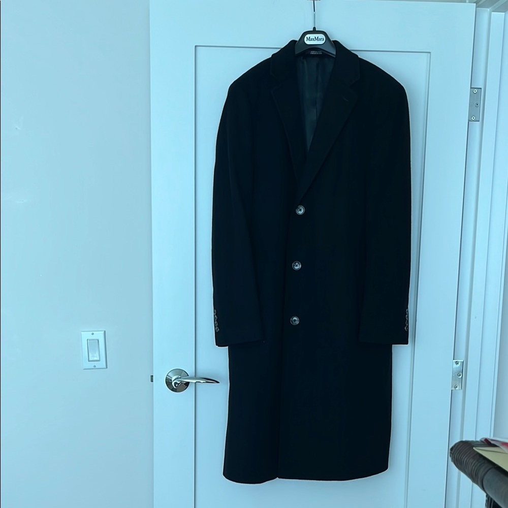 Men's Black 100% Cashmere Overcoat